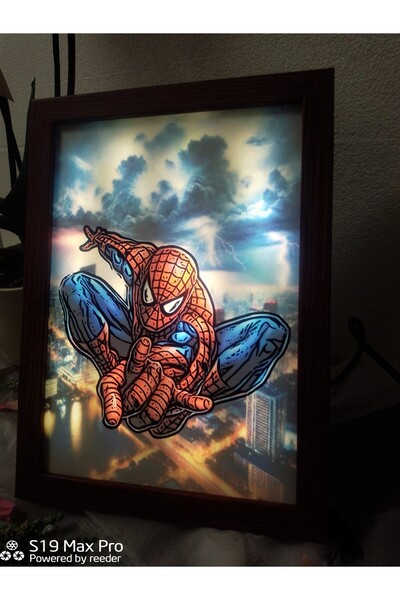 ,spiderman, Örümcek Adam Led Işıklı Dekoratif Çerçeve.