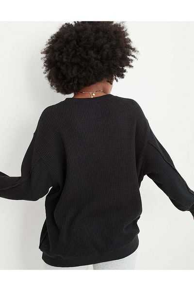 AMERICAN EAGLE Aerie The Sweat Waffle Crew Sweatshirt