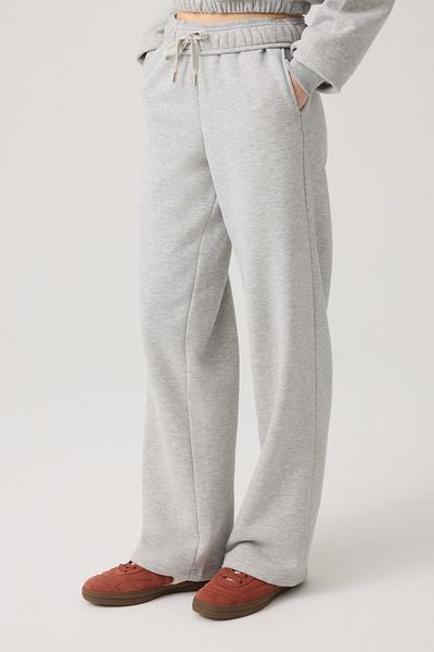 Los Ojos Gray Melange Wide Fit Wide Leg Sweatpants Straight Leg