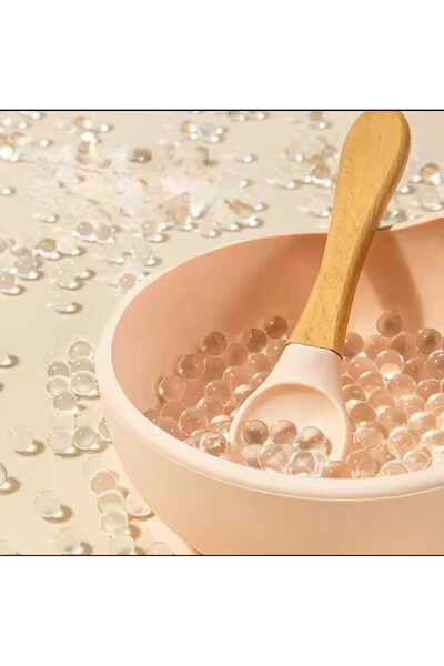 CEPHOME Bamboo Handle Silicone Baby Food Spoon Light Pink
