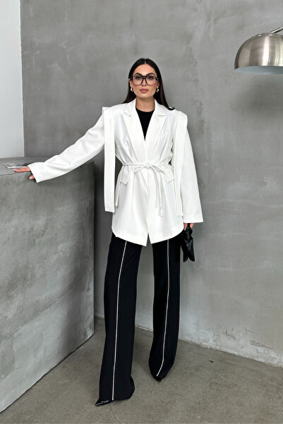 msm fashion Übergroßer Damen-Blazer – mit Gürtel und Schulterdetail