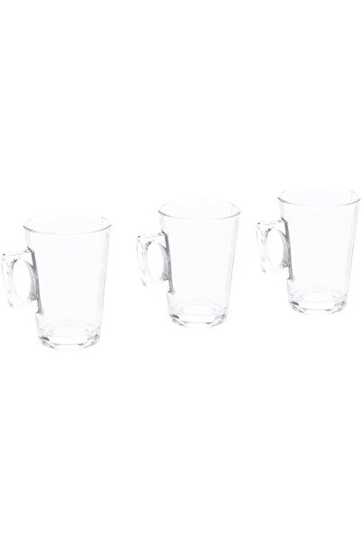AKDC Glass Tea Mug 3Pcs L(6CM) XW(6CM) XH(9CM) Transparent