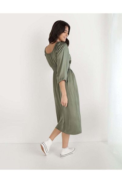 AMERICAN EAGLE Aerie Satin Sweetheart Midi Dress
