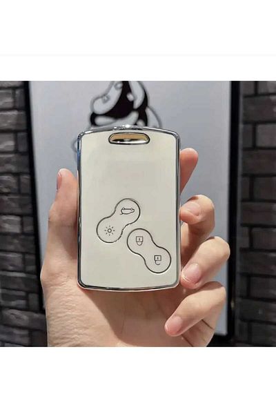 GMA KEYS Renault Clio4 Fluence Compatible Nano Key Case Is Suitable for Keyless Go White Silver
