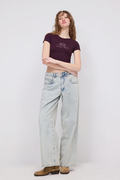 Addax Crew Neck - Social Club Printed Crop T-Shirt