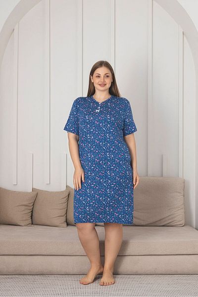 Asel Cămașă de noapte din bumbac pieptănat ultrasoft de mărime mare