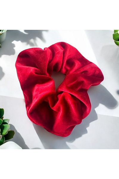 alsaccessories Щипка за коса с червен кадифе и ластик за геврек