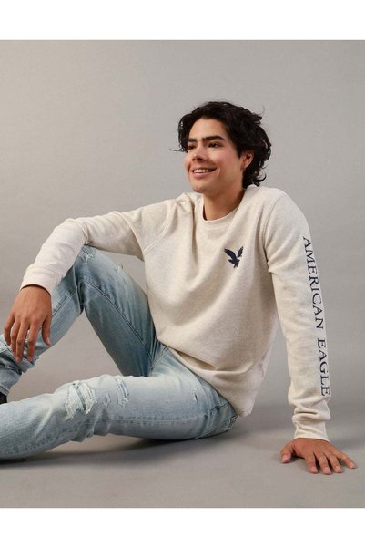 AMERICAN EAGLE AE Long-Sleeve Logo Graphic Thermal T-Shirt