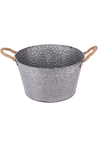 AKDC دلو معدني للحديقة 28 سم × 28 سم × 16 سم فضي