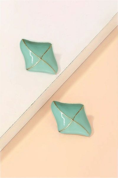Glaren Mint Green Design Gold Color Women's Earrings