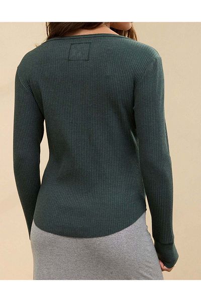 AMERICAN EAGLE Aerie Essential Henley Layering T-Shirt