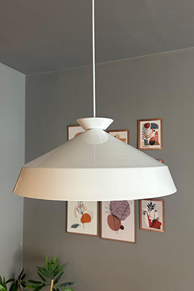 Bamyum Lema Beyaz Tekli Avize Beyaz Tabak Başlık Sarkıt Lamba Restoran Cafe Salon Avizeleri