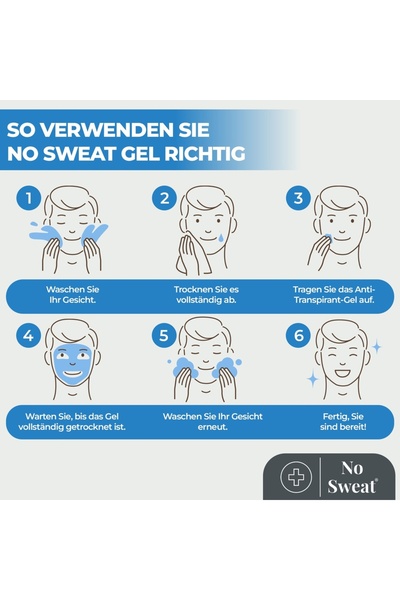 No Sweat 2 τεμάχια No Sweat Αντιιδρωτικό Gel 50ml - Ισχυρό κατά της εφίδρωσης σε πρόσωπο, λαιμό και λαιμό