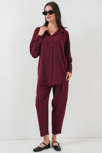 Bigdart Model 6593 - Set de costum dublu oversize roșu Claret