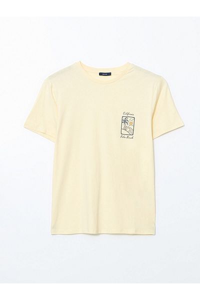 LC Waikiki Νέα σεζόν Crew Neck κοντομάνικο εμπριμέ χτενισμένο βαμβακερό ανδρικό Tisort - S5KO94Z8