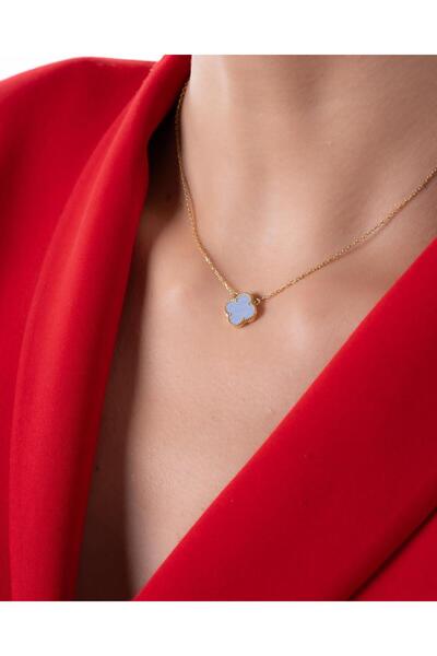 YCL JEWELLERY 8 Ayar Kalsedon Taşlı Altın Yonca Kolye