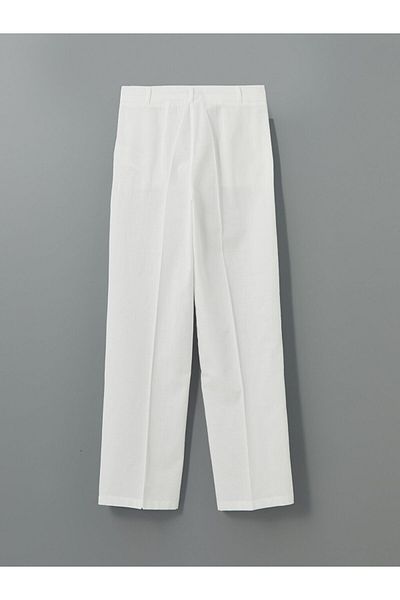 LC Waikiki Lcw Vision Ecru Wide Leg Linen Blend Women's Trousers