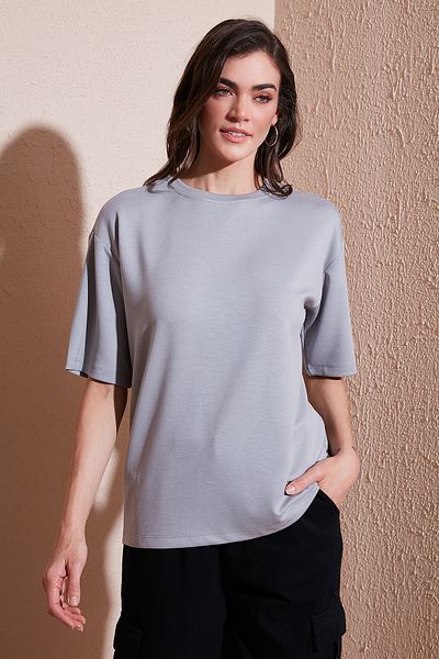 Lela Tricou Stretch Oversize Fit cu decolteu triplu 5865911