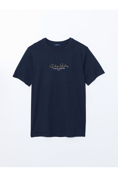 LC Waikiki New Season Crew Neck Κοντό μανίκι εμπριμέ χτενισμένο βαμβακερό ανδρικό Tisort - S5JQ32Z8