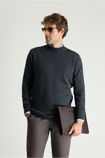 Kiğılı Bato Collar Regular Fit Patterned Cotton Knitwear Sweater