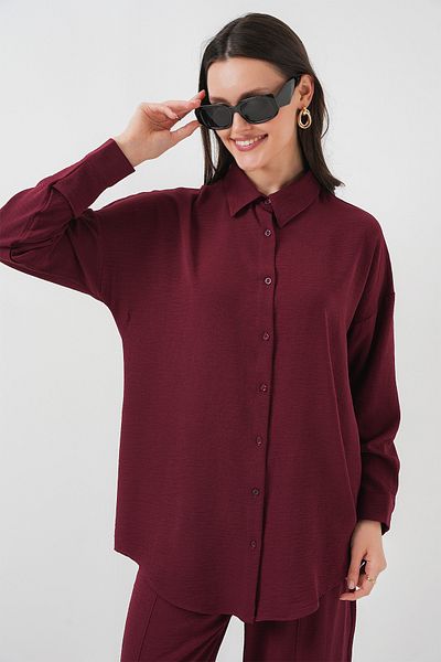 Bigdart Model 6593 - Set de costum dublu oversize roșu Claret