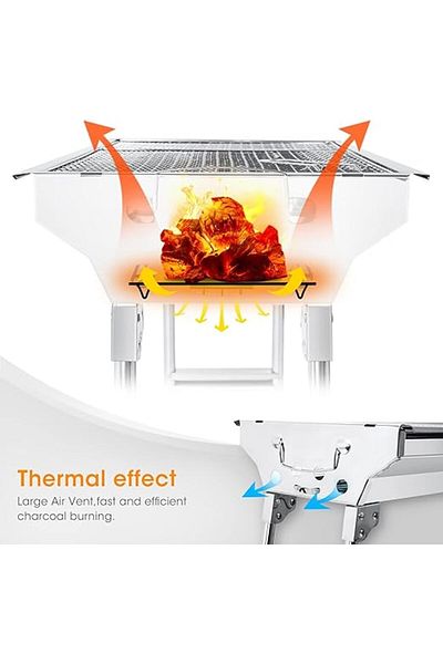 AKDC BBQ Grill, Stainless Steel, Large Folding Portable Charcoal Grill for Outdoor Cooking