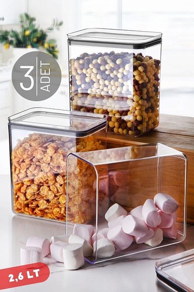 NY HOME 3 Transparent 2.60 Lt Rectangular Storage Containers