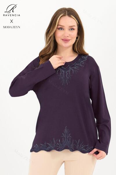 Ravencia Bluză din lycra brodata cu piatră cu efect de viscoză pentru femei d...