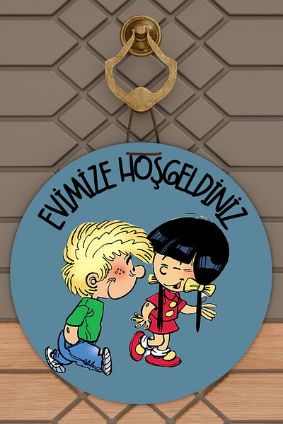 Dormot Home Modern Digital Wooden Door Ornament - Blue Chen Cedric Welcome to Our Home Door Ornament