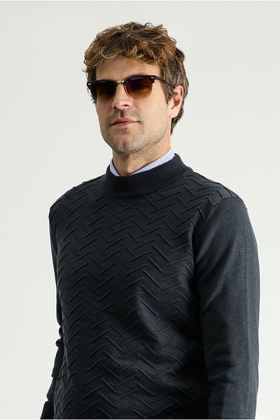 Kiğılı Bato Collar Regular Fit Patterned Cotton Knitwear Sweater