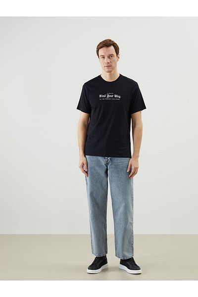 LC Waikiki New Season Crew Neck Κοντό μανίκι εμπριμέ χτενισμένο βαμβακερό ανδρικό Tisort - S5HS48Z8