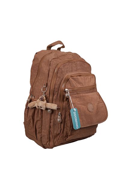 DUOMİNO Crinkle Fabric Water Resistant Large Size Tan Clinker Backpack/laptop Travel School Bag