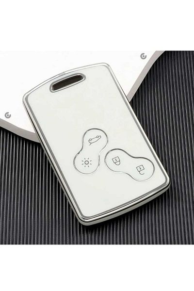 GMA KEYS Renault Clio4 Fluence Compatible Nano Key Case Is Suitable for Keyless Go White Silver