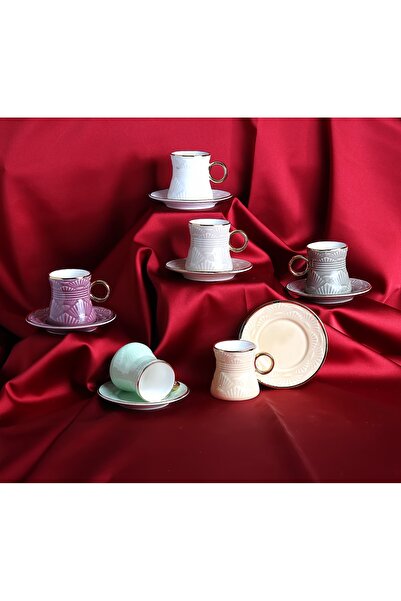 JUVIA JV12742 Lüks Porselen 6 Kişilik Kahve Takımı