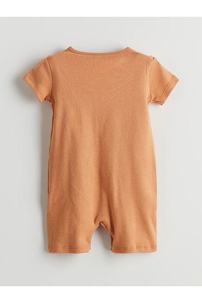 LC Waikiki Lcw Eco Brown Crew Neck Printed Baby Boy Jumpsuit