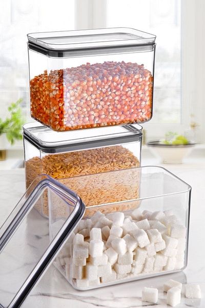 NY HOME 3 Transparent Rectangular Storage Containers 1.75 Lt