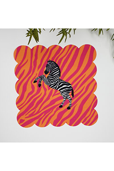 decofav Ροζ Πορτοκαλί Φόντο Zebra Design Υφασμάτινη Χαρτοπετσέτα Κοκτέιλ 1 Τε...