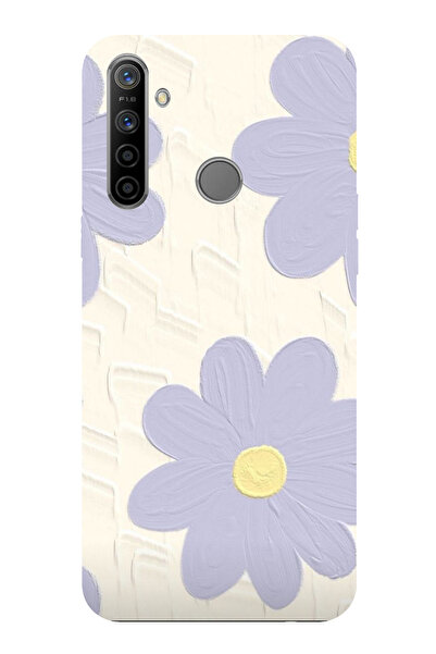 TechTree جراب سيليكون شفاف بتصميم ديزي أرجواني متوافق مع Realme 5i - 6i - C3