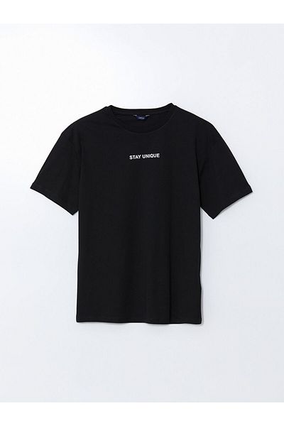 LC Waikiki Tricou pentru bărbați din bumbac pieptănat cu imprimeu cu decolteu rotund de sezon nou - S5HP42Z8