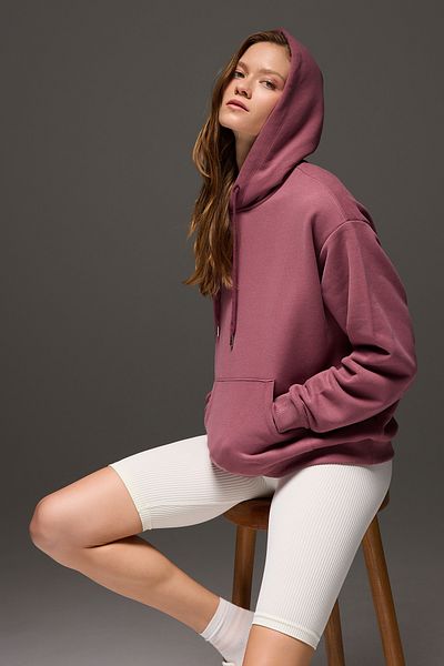 Los Ojos Burgundy Hooded Wide Fit Sweatshirt