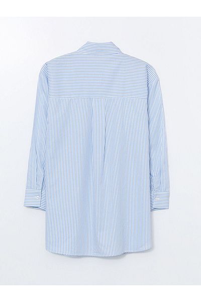LC Waikiki Lcw Modest Blue Striped Poplin Women's Shirt Tunic