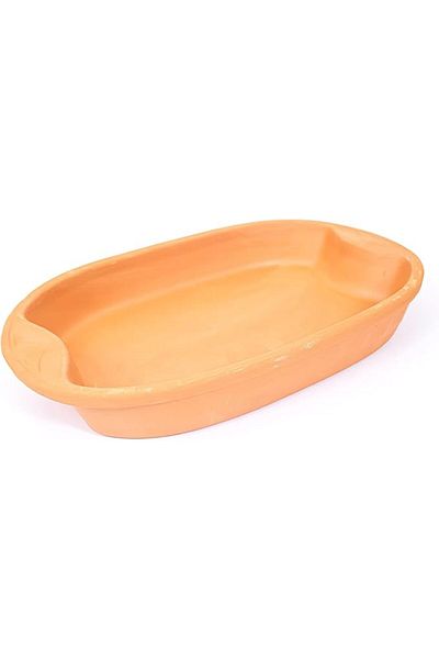 FALEZ Premium Natural-Terracotta Rectangle Oven Tray (36x23x6 cm) – Ideal for Baking & Roasting