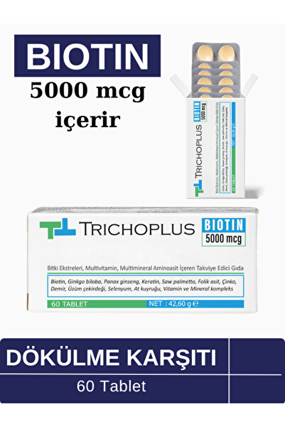 Trichoplus Saç Dökülmesine Karşı Biotin 5000 Mcg Içeren Gıda Takviyesi