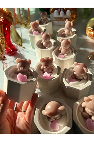 Stone Store Özel Gün Doğum Günü Bebek Mevlüt Baby Shower Etiketli Ayıcık Mum 10 Adet ( Renk belirtiniz!)