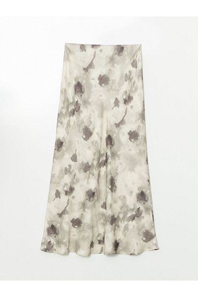 LC Waikiki Γυναικεία φούστα LCW Modest Grey Tie Dye με σχέδιο σατέν