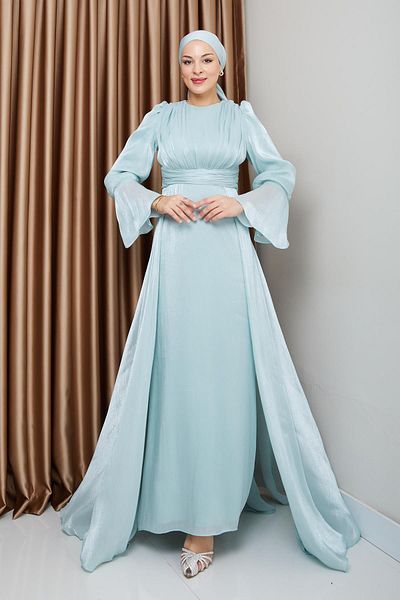 Olcay Yoryo Seiden-Hijab-Kleid – mit Cape-Rock, MINT 1235