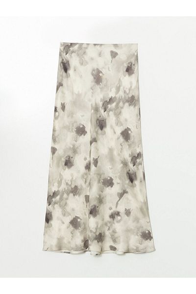 LC Waikiki Γυναικεία φούστα LCW Modest Grey Tie Dye με σχέδιο σατέν