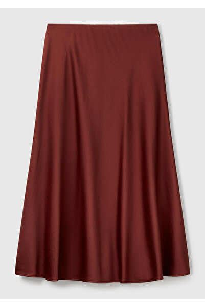 United Colors of Benetton Women's Brown Viscose Mixed Long Skirt