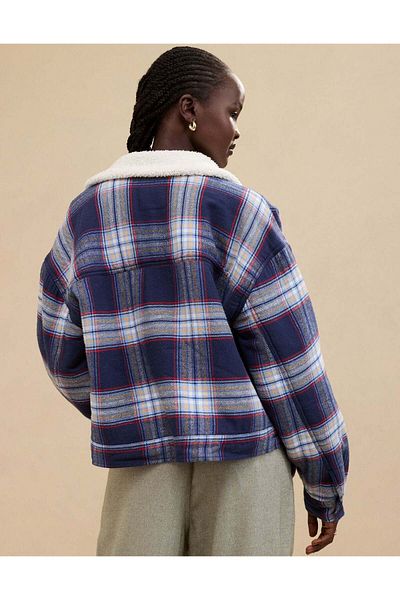 AMERICAN EAGLE Aerie Cropped Sherpa Lined Shacket
