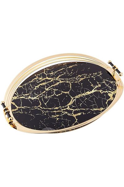 AKDC Yilsa Tray Oval L(34Cm) Xw(44Cm) Xh(6Cm) Black